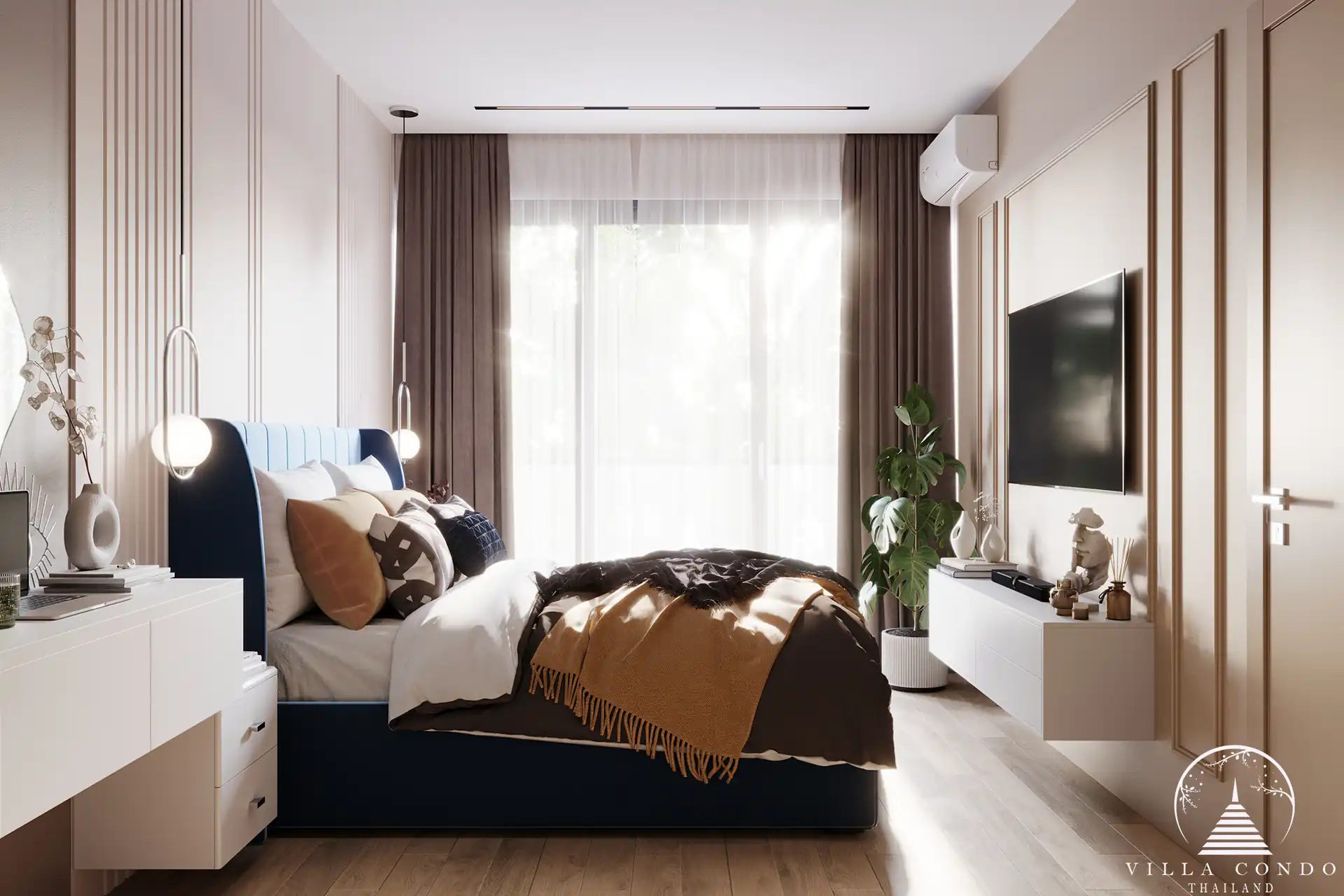 Dominion Rawai condo bedroom with natural light and balcony view in Phuket