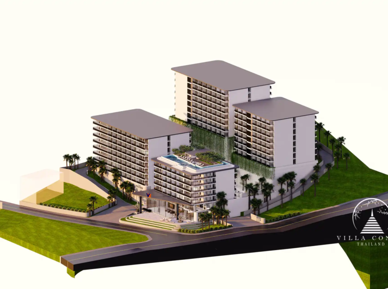 Ever Prime Residences Karon aerial overview with rooftop infinity pool