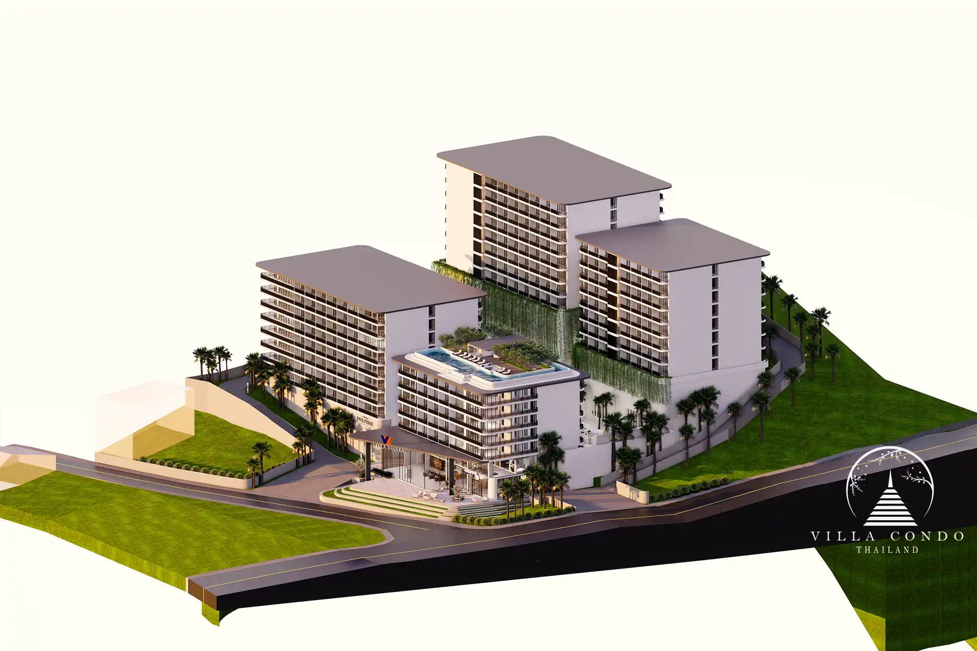Ever Prime Residences Karon aerial overview with rooftop infinity pool