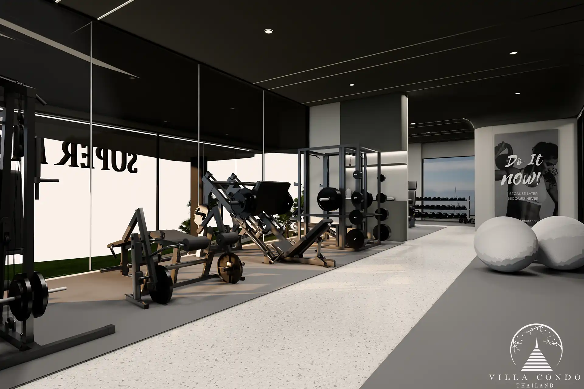 Ever Prime Residences Karon fitness center with strength machines and weights