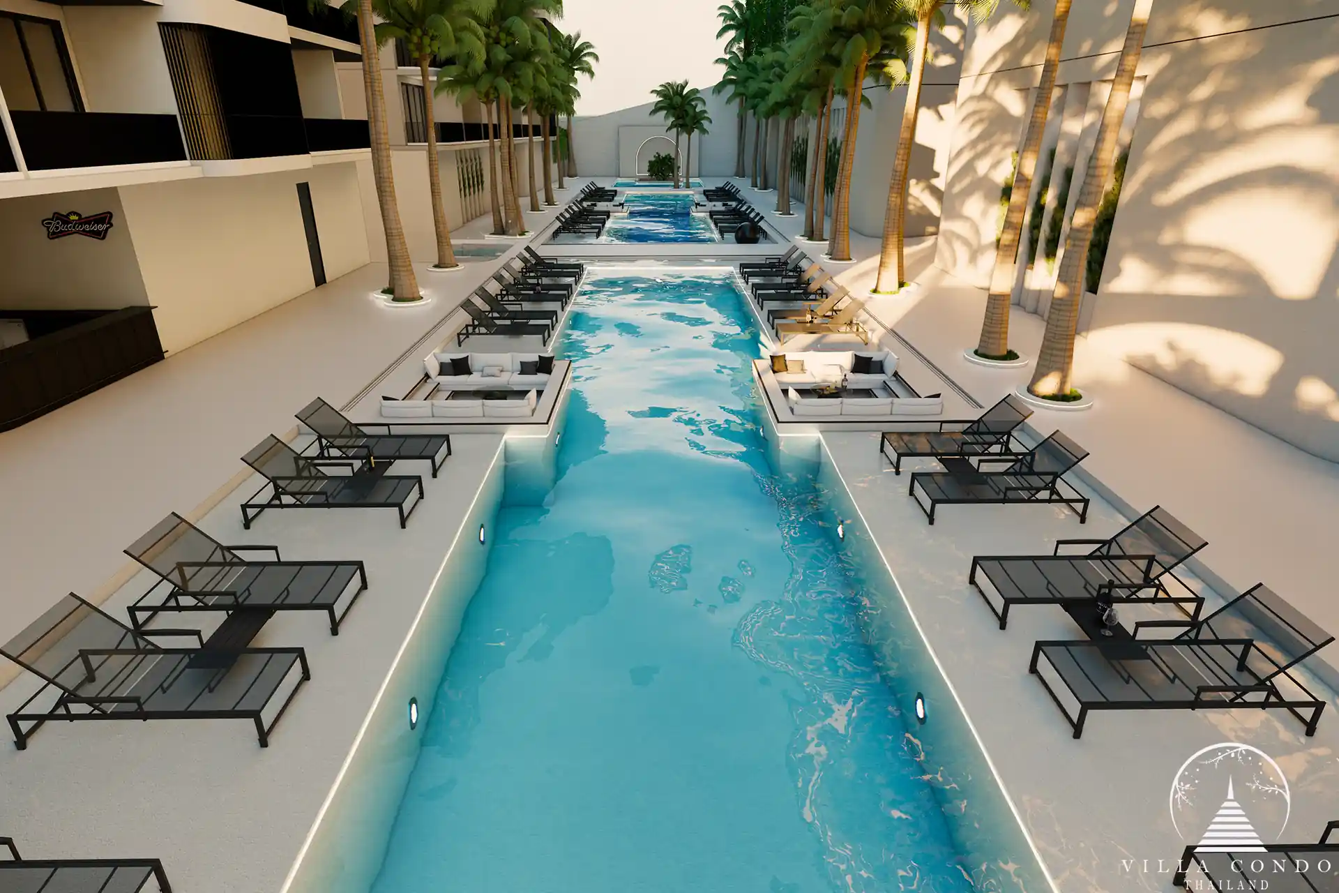 Ever Prime Residences Karon poolside sunken lounges beside shimmering water
