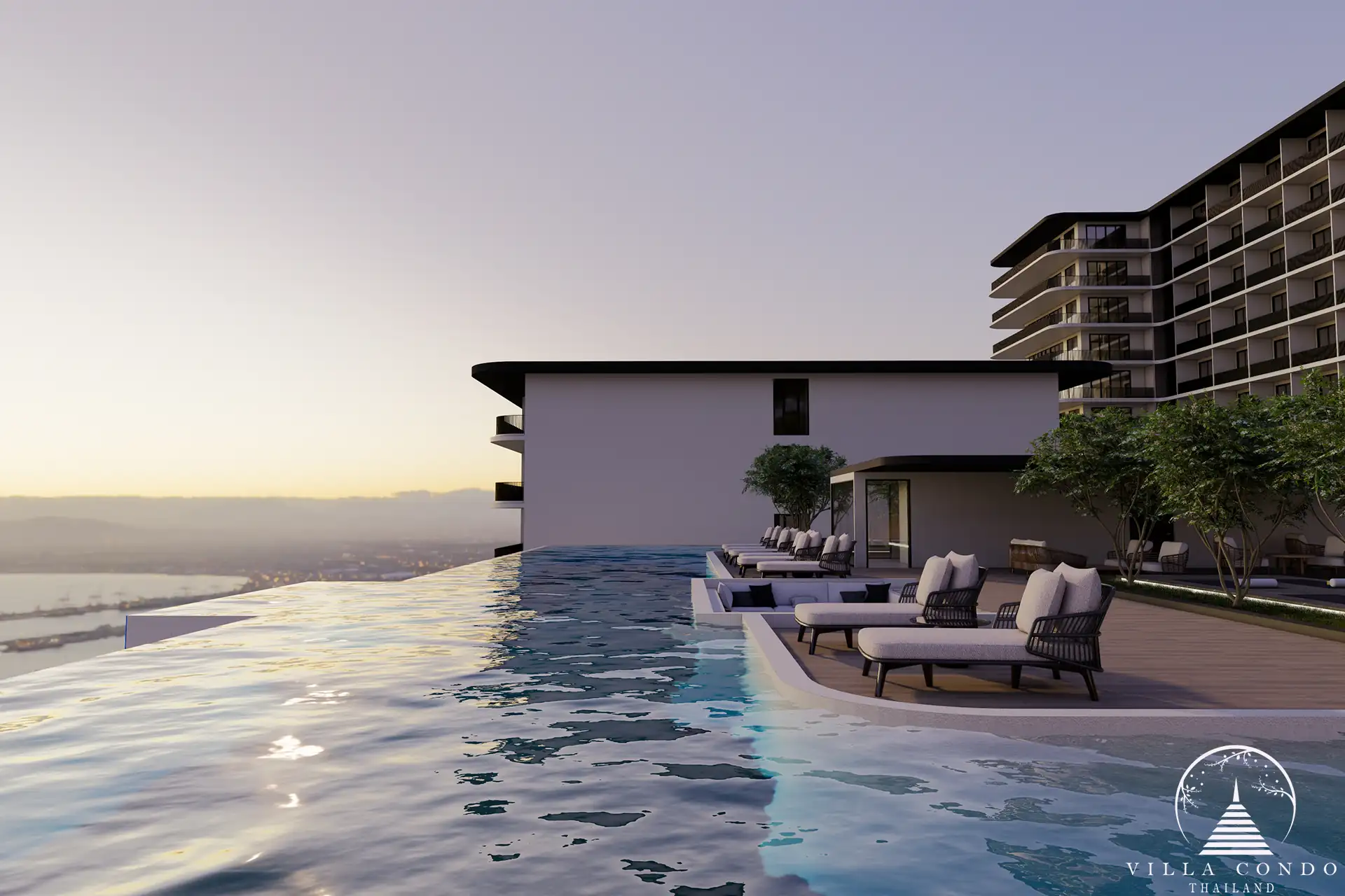 Ever Prime Residences Karon rooftop lounge with panoramic ocean horizon