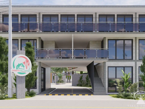 Orbita Villa Town Rawai modern front entrance with glass design