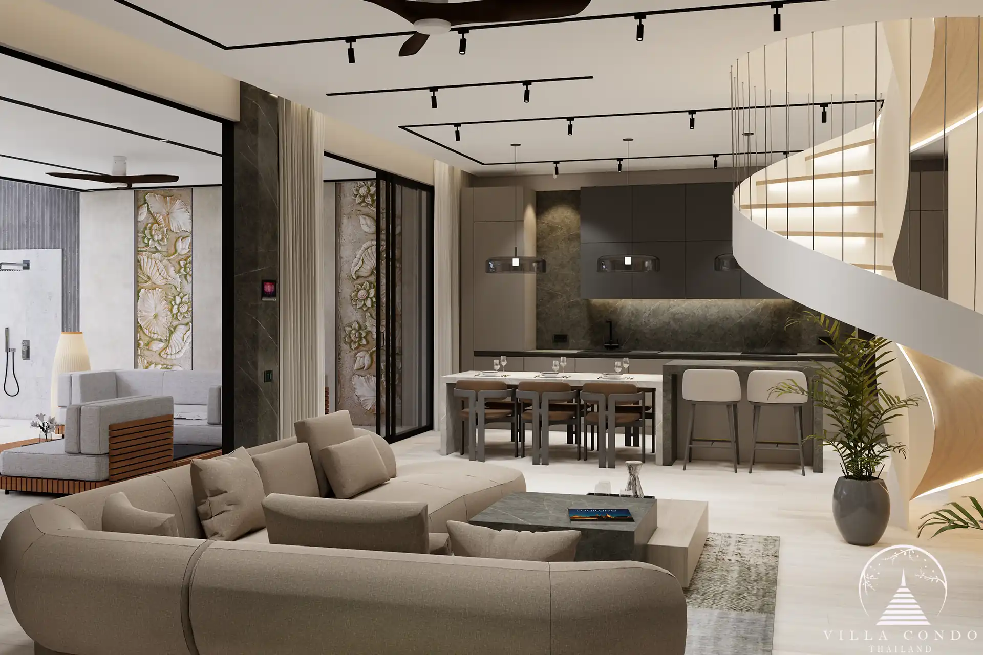 Orbita Villa Town Rawai spacious living and dining area with modern design