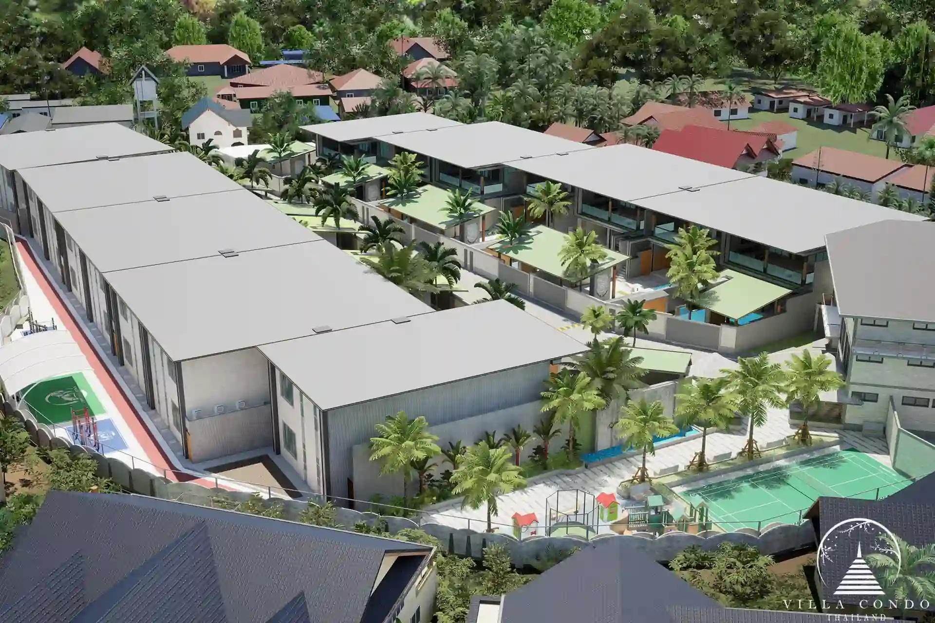 Orbita Villa Town Rawai masterplan view with villas and amenities