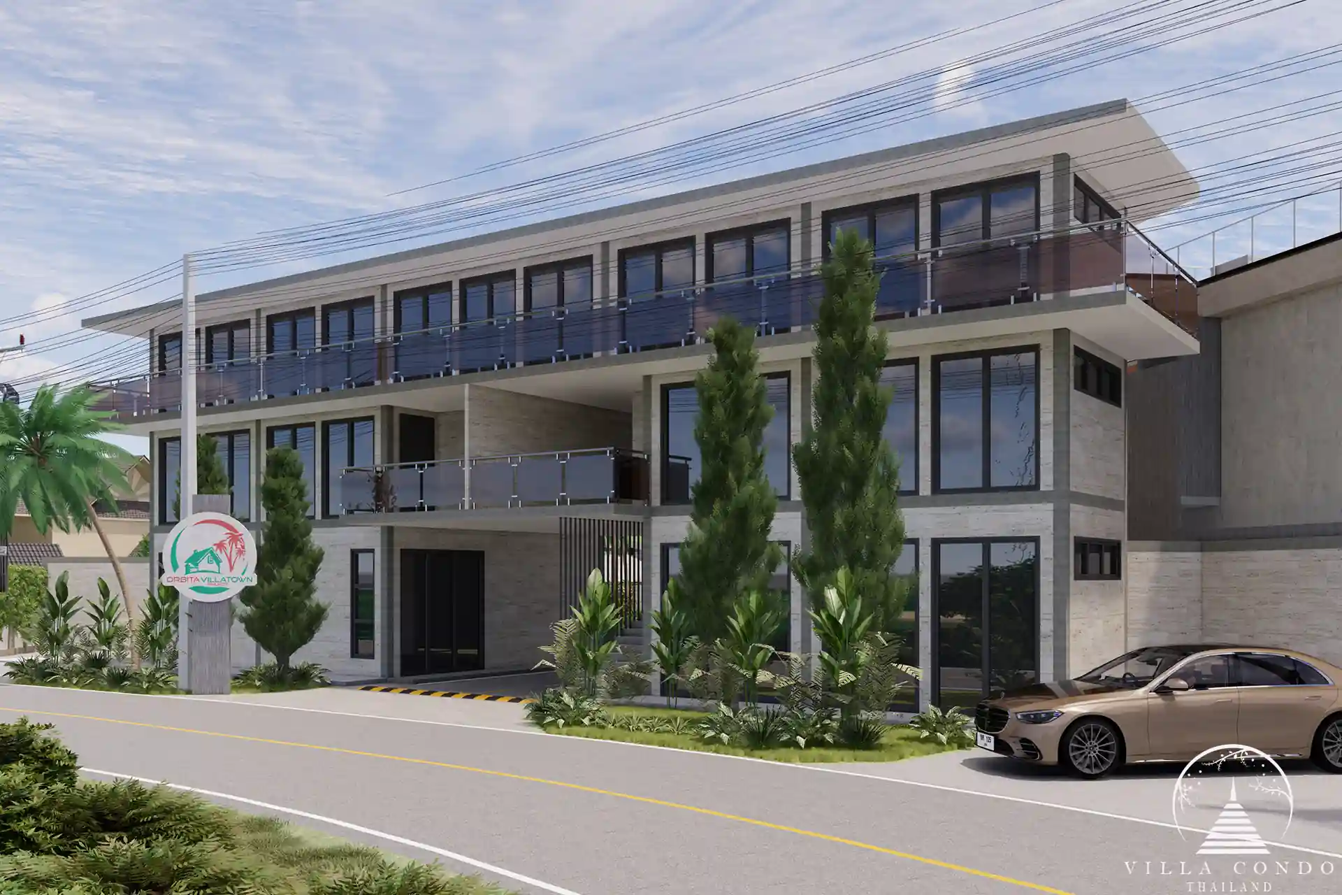 Orbita Villa Town Rawai modern building with glass balconies