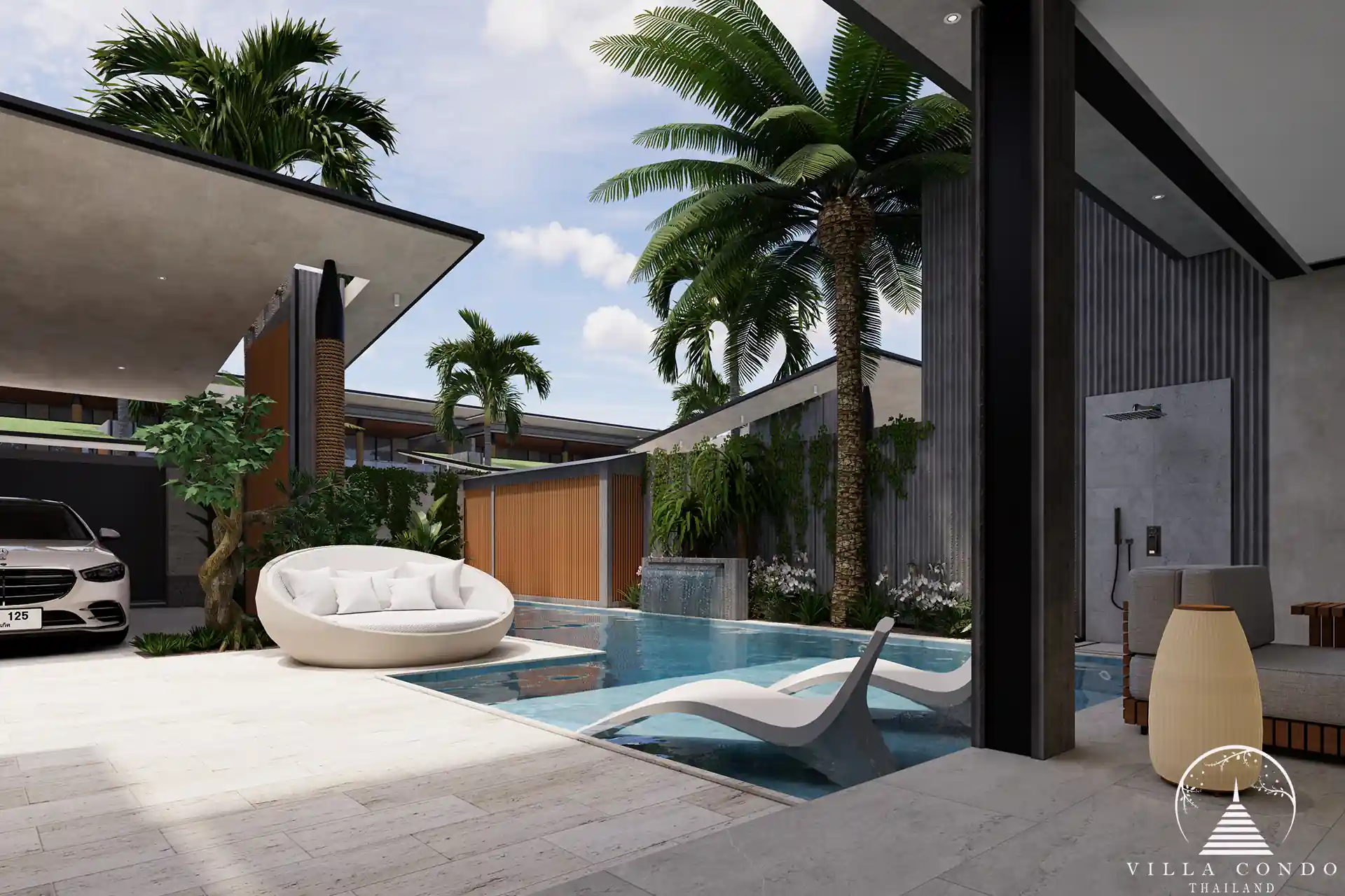 Orbita Villa Town Rawai private pool with tropical landscape view