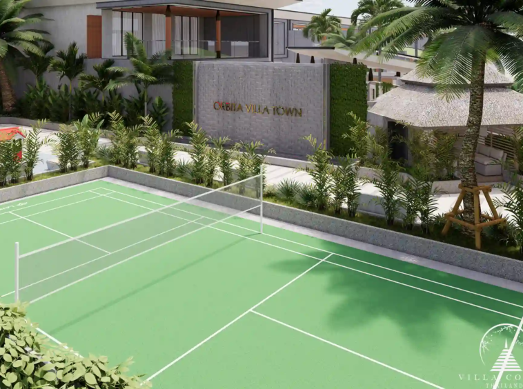 Orbita Villa Town Rawai tennis court with green landscaped surroundings Phuket