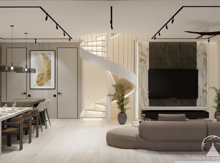 Orbita Villa Town Rawai spacious TV lounge with luxury interiors