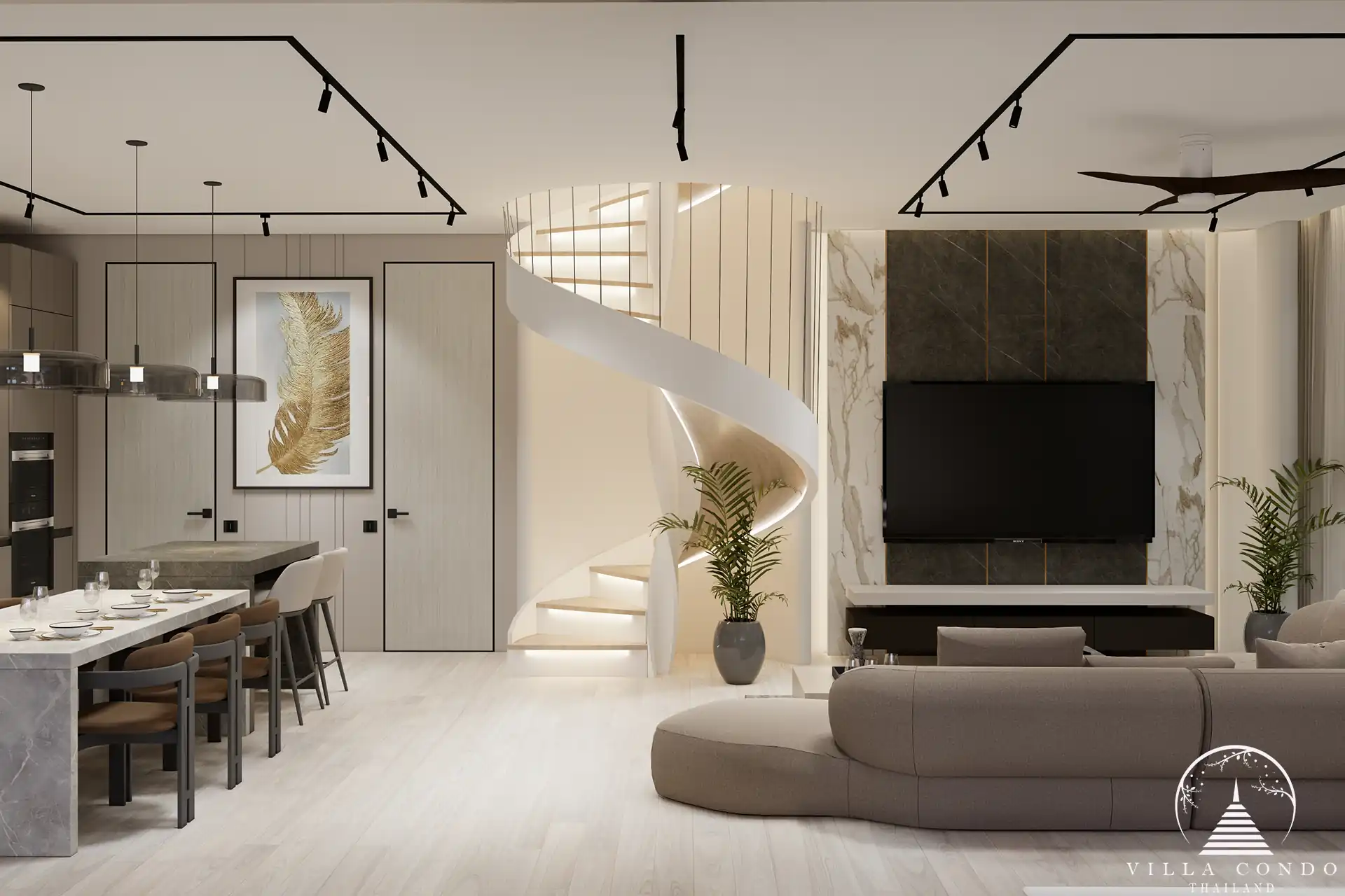 Orbita Villa Town Rawai spacious TV lounge with luxury interiors