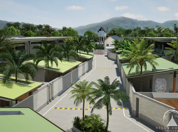 Orbita Villa Town Rawai internal roadway with tropical landscaping