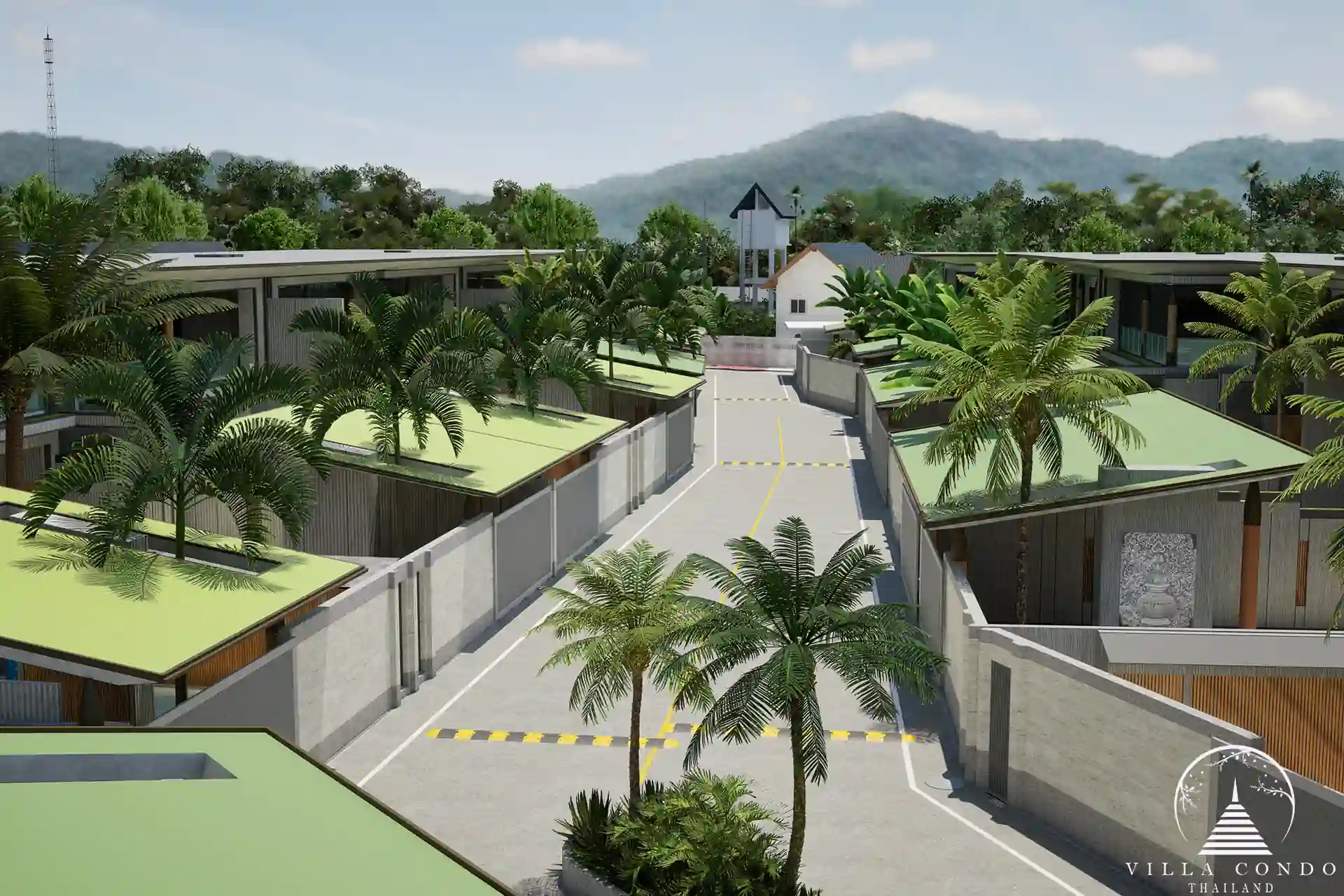 Orbita Villa Town Rawai internal roadway with tropical landscaping