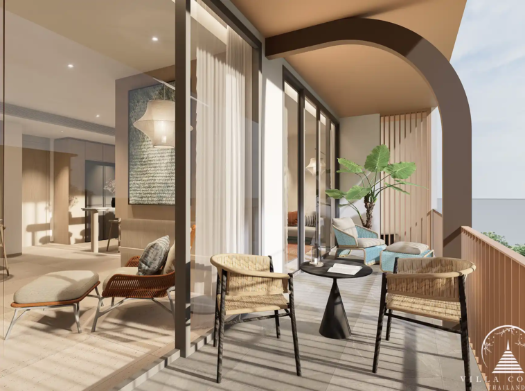Peylaa Bangtao Beach Condominium spacious balcony with tropical sea view