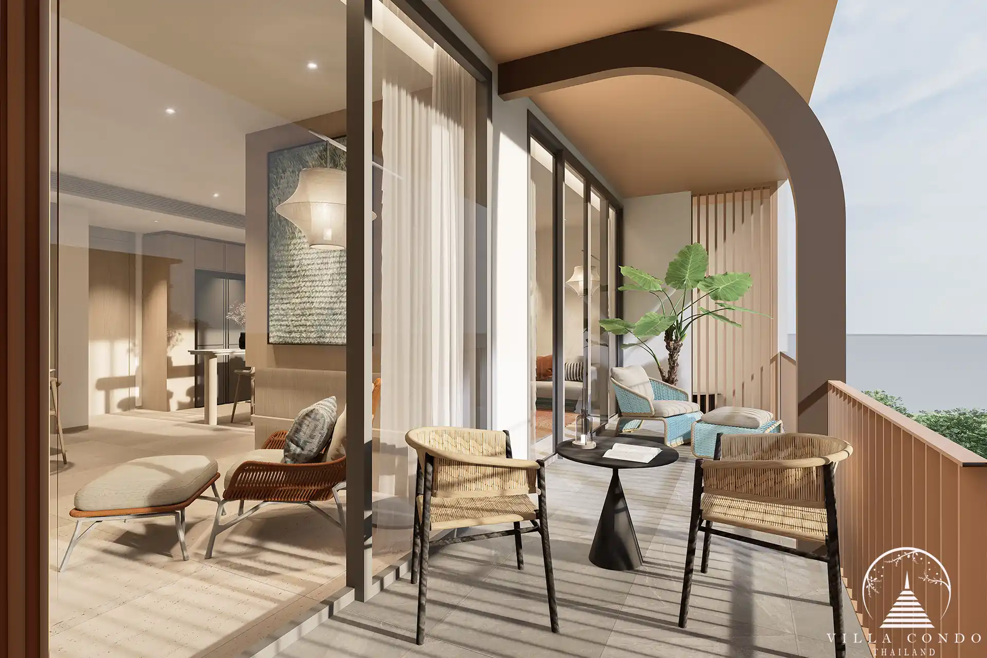Peylaa Bangtao Beach Condominium spacious balcony with tropical sea view