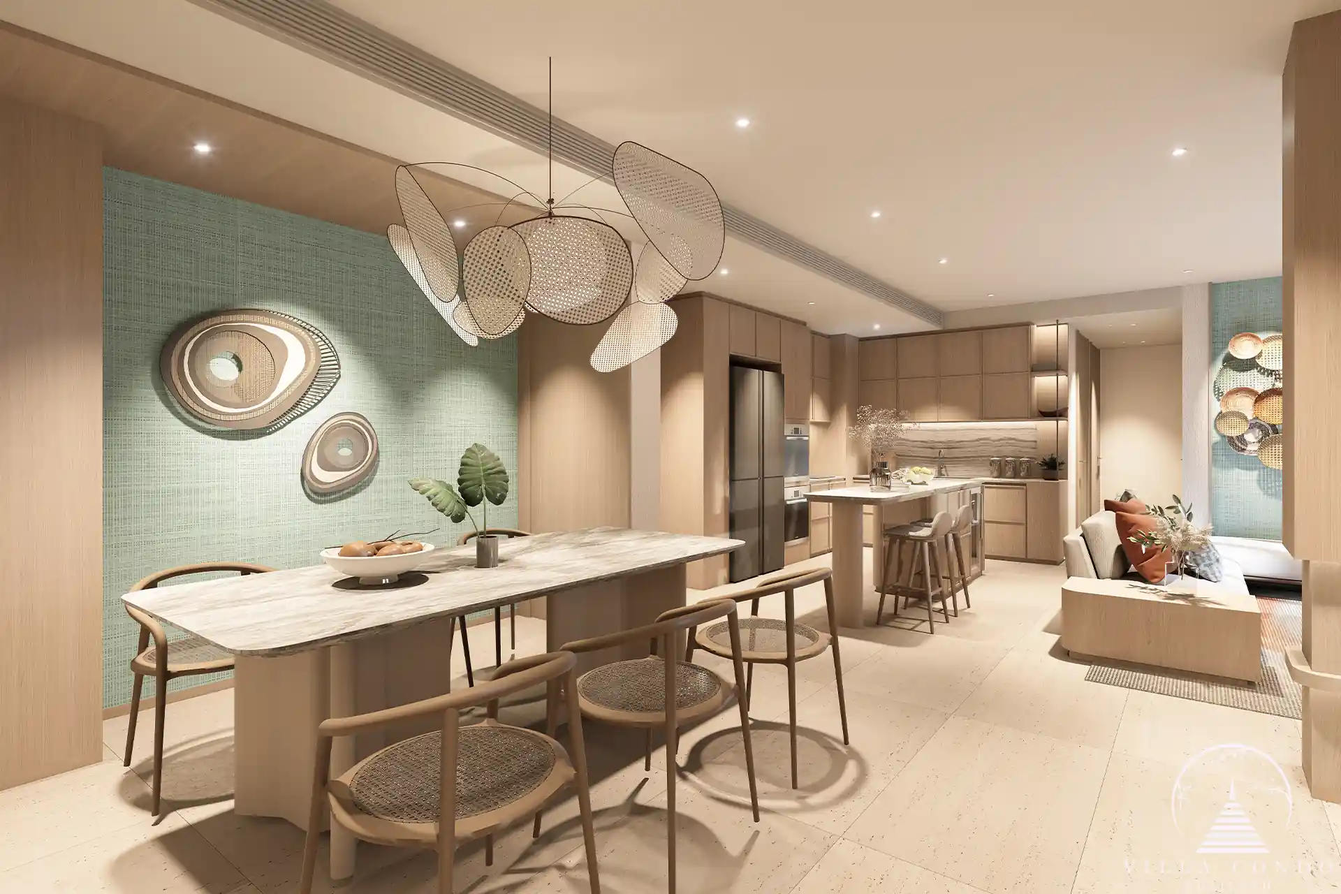 Peylaa Bangtao Beach Condominium elegant dining area with natural lighting