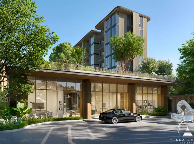 Peylaa Bangtao Beach Condominium modern lobby building exterior in Phuket