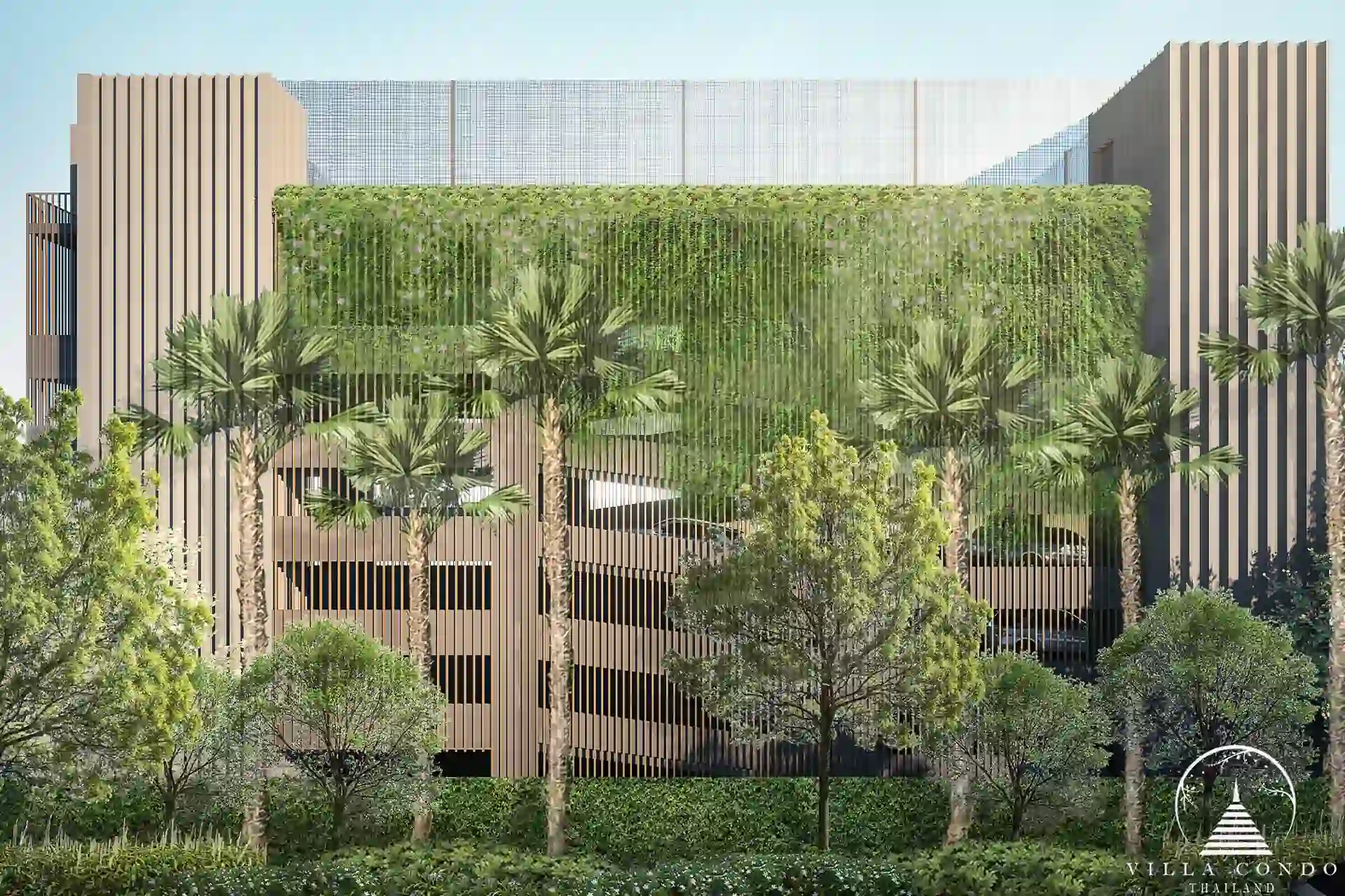 Peylaa Bangtao Beach Condominium multi-level parking building with greenery in Phuket