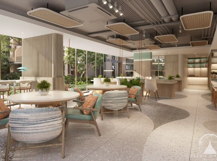Peylaa Bangtao Beach Condominium modern co-working area with garden views