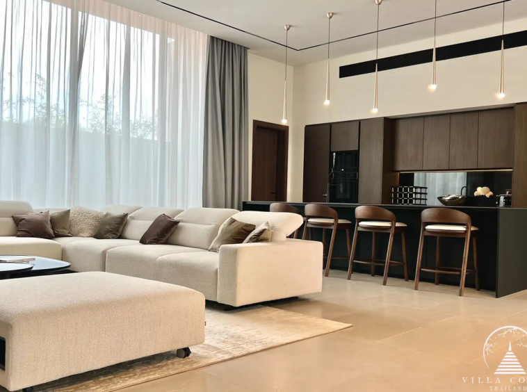 Sunti Villas Bangtao modern living space with open kitchen Phuket