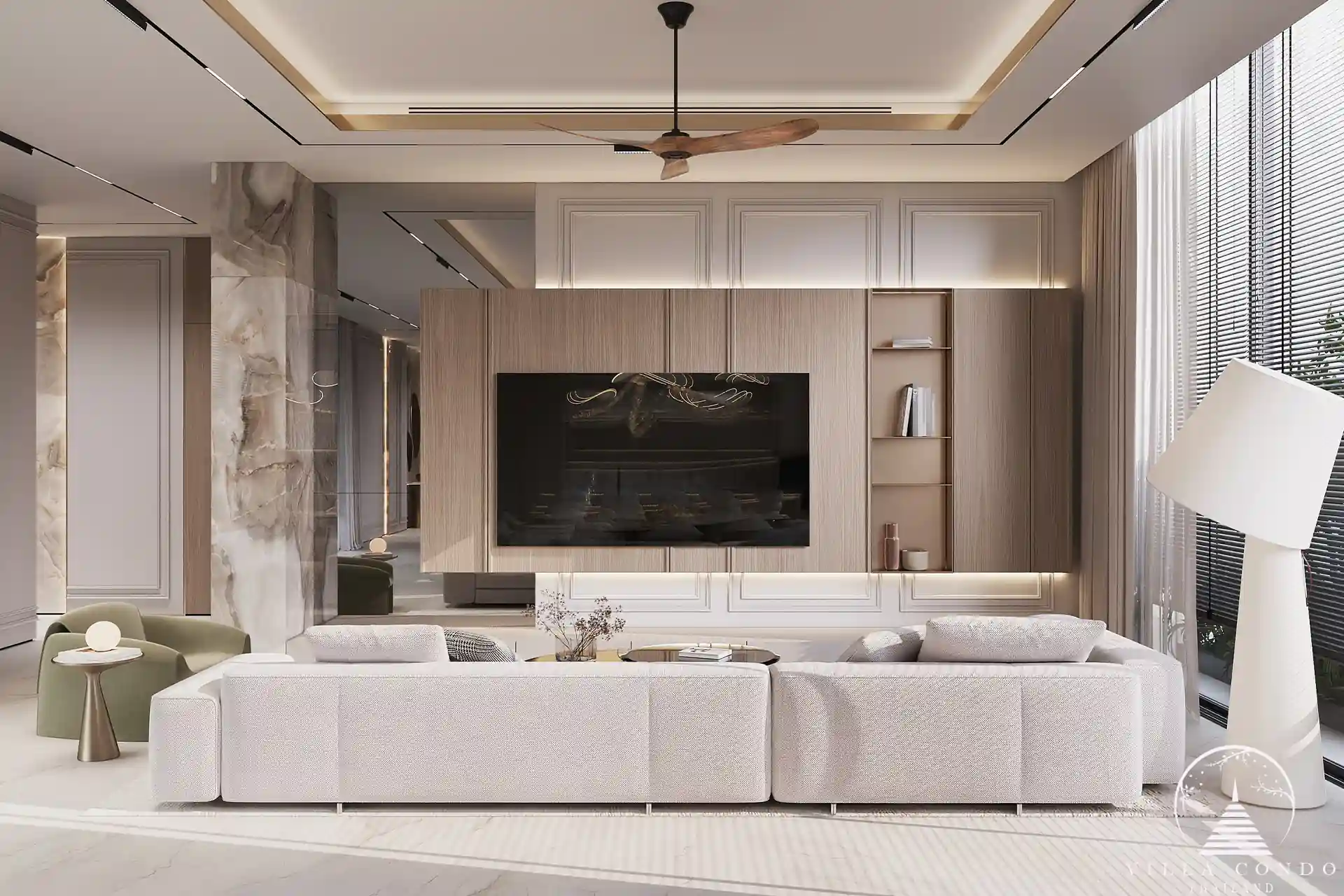 Sunti Villas Bangtao luxury modern living room in Phuket villa