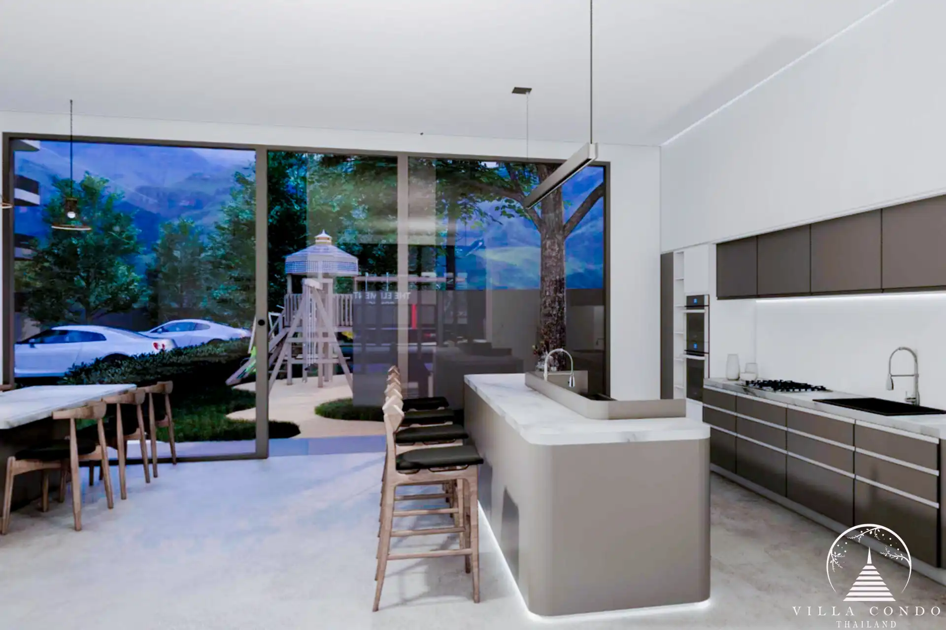 The Element Condo Kamala modern co-kitchen with island counter design