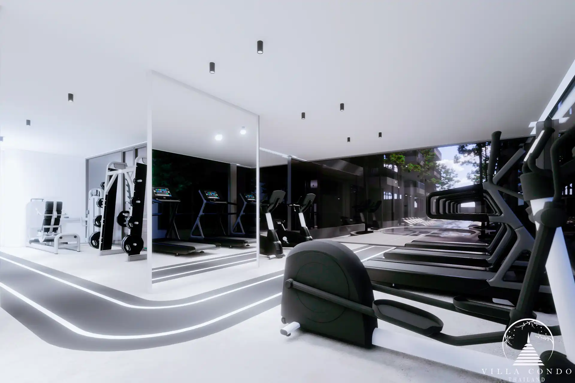 The Element Condo Kamala luxury fitness centre with cardio equipment