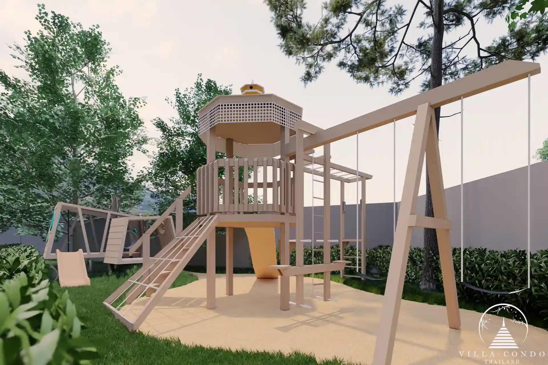 The Element Condo Kamala kids playground with swings and climbing area