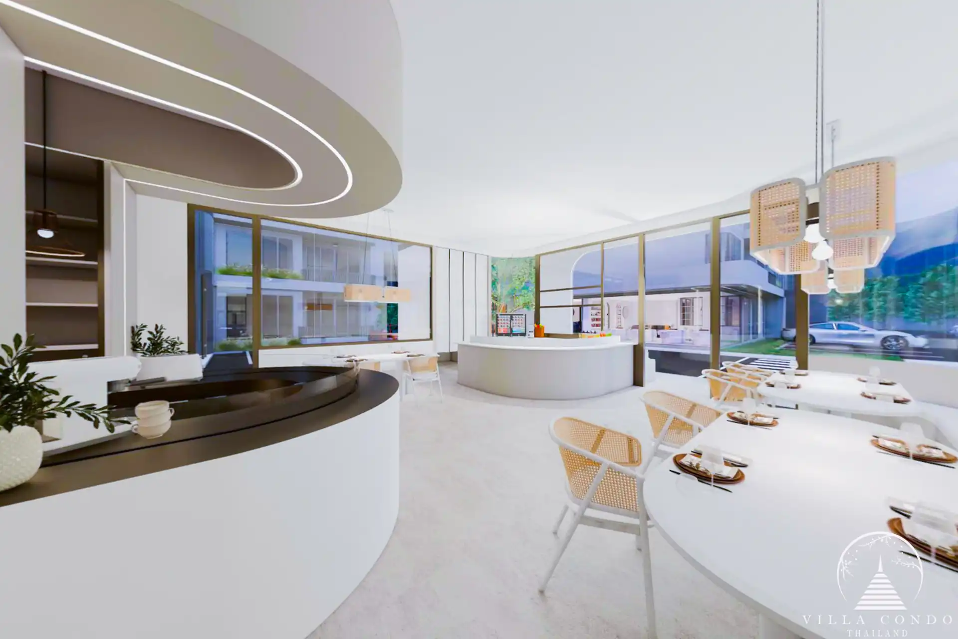 The Element Condo Kamala modern cafe with bright interior and seating