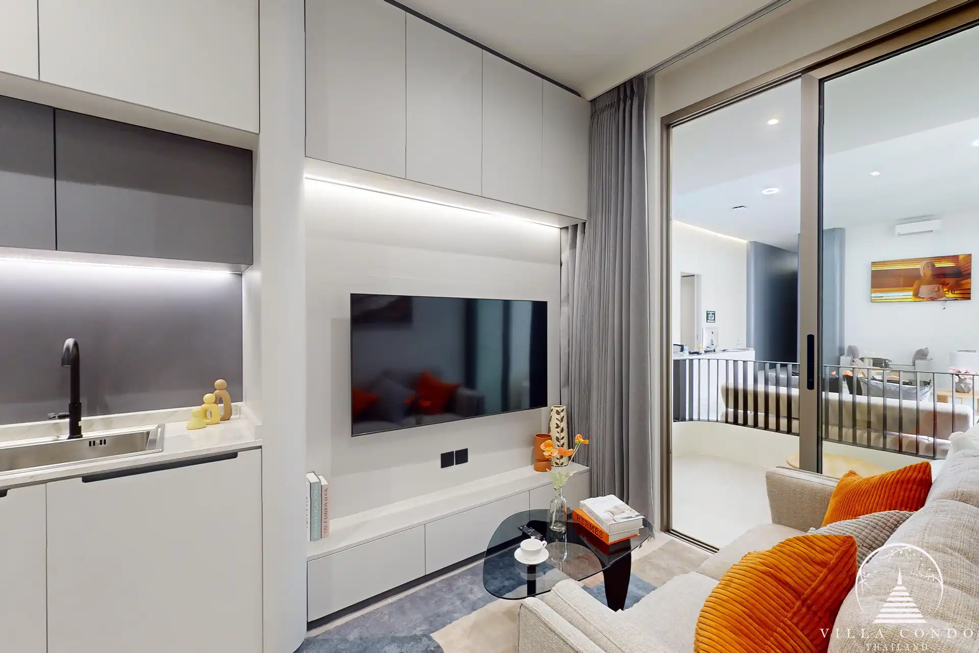 The Element Condo Kamala stylish living room with neutral décor