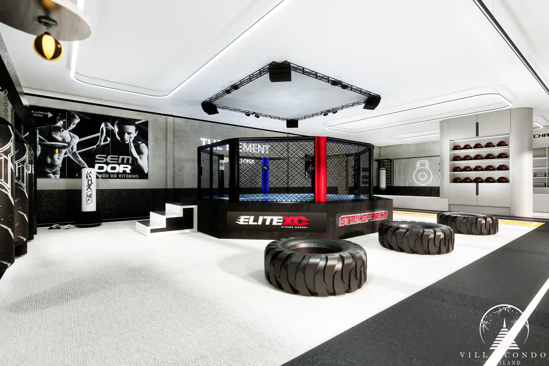 The Element Condo Kamala Muay Thai boxing gym with octagon ring