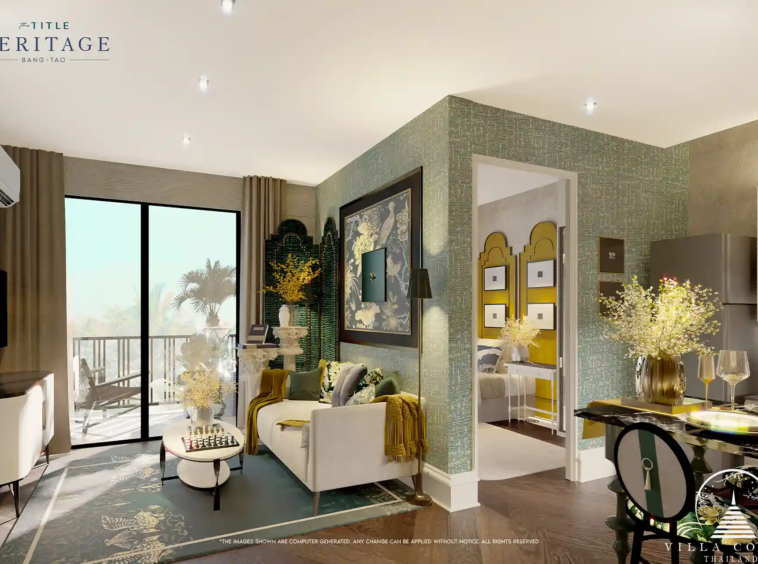 The Title Heritage Bangtao 1 bedroom 56 sqm stylish apartment with green and gold details