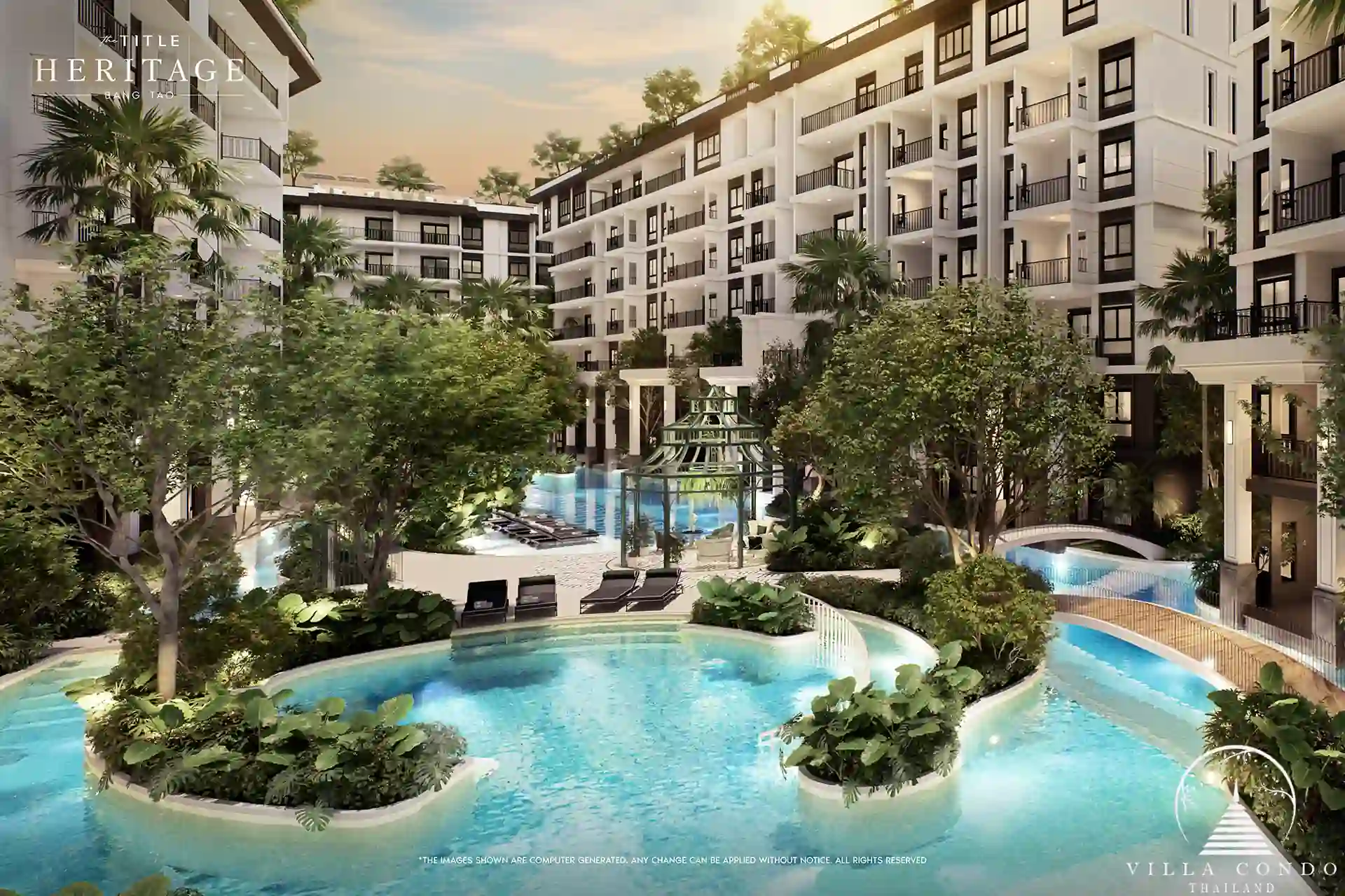 The Title Heritage Bangtao elderly pool with serene water features in Phuket