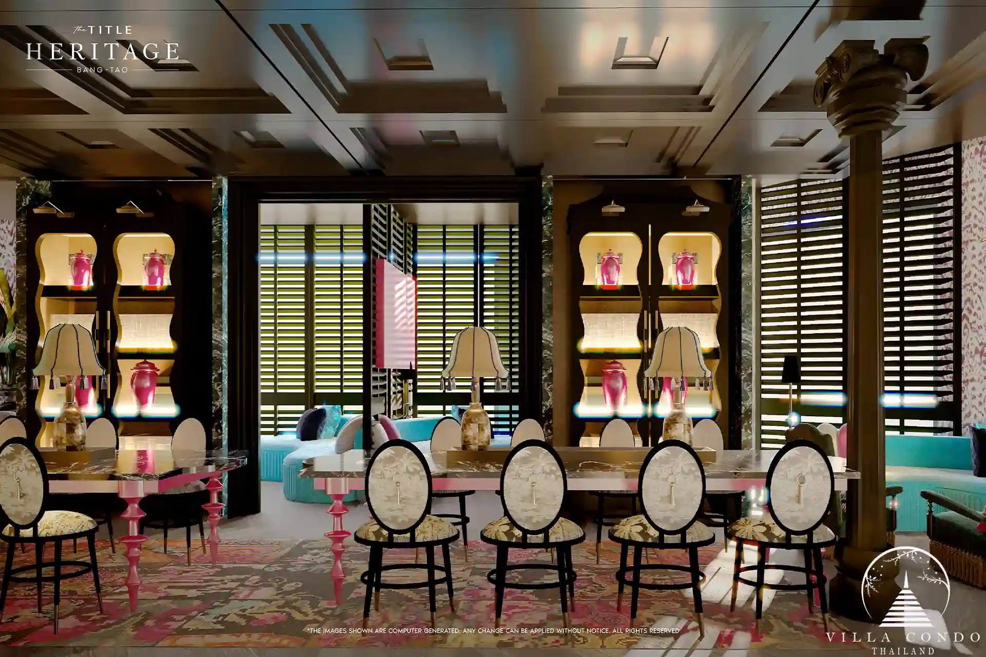 The Title Heritage Bangtao library lounge with elegant interior design