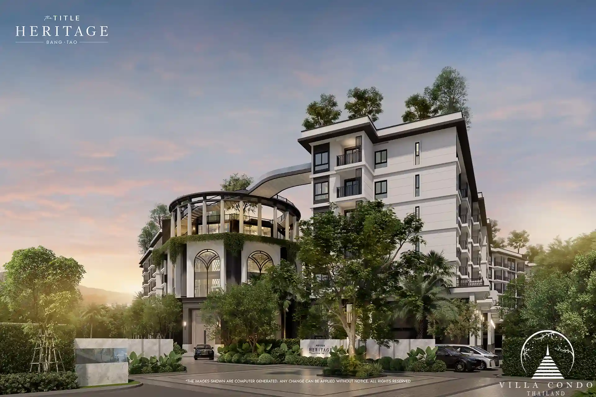 The Title Heritage Bangtao main entrance with grand architectural design in Phuket
