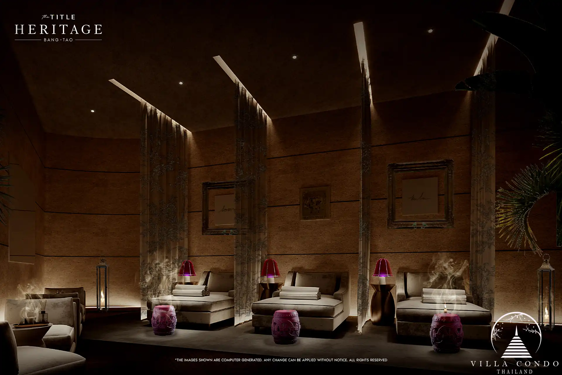 The Title Heritage Bangtao relax room with spa-style loungers