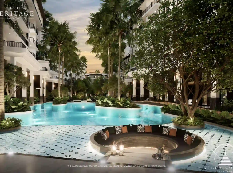 The Title Heritage Bangtao sunken pool seating with luxury design in Phuket