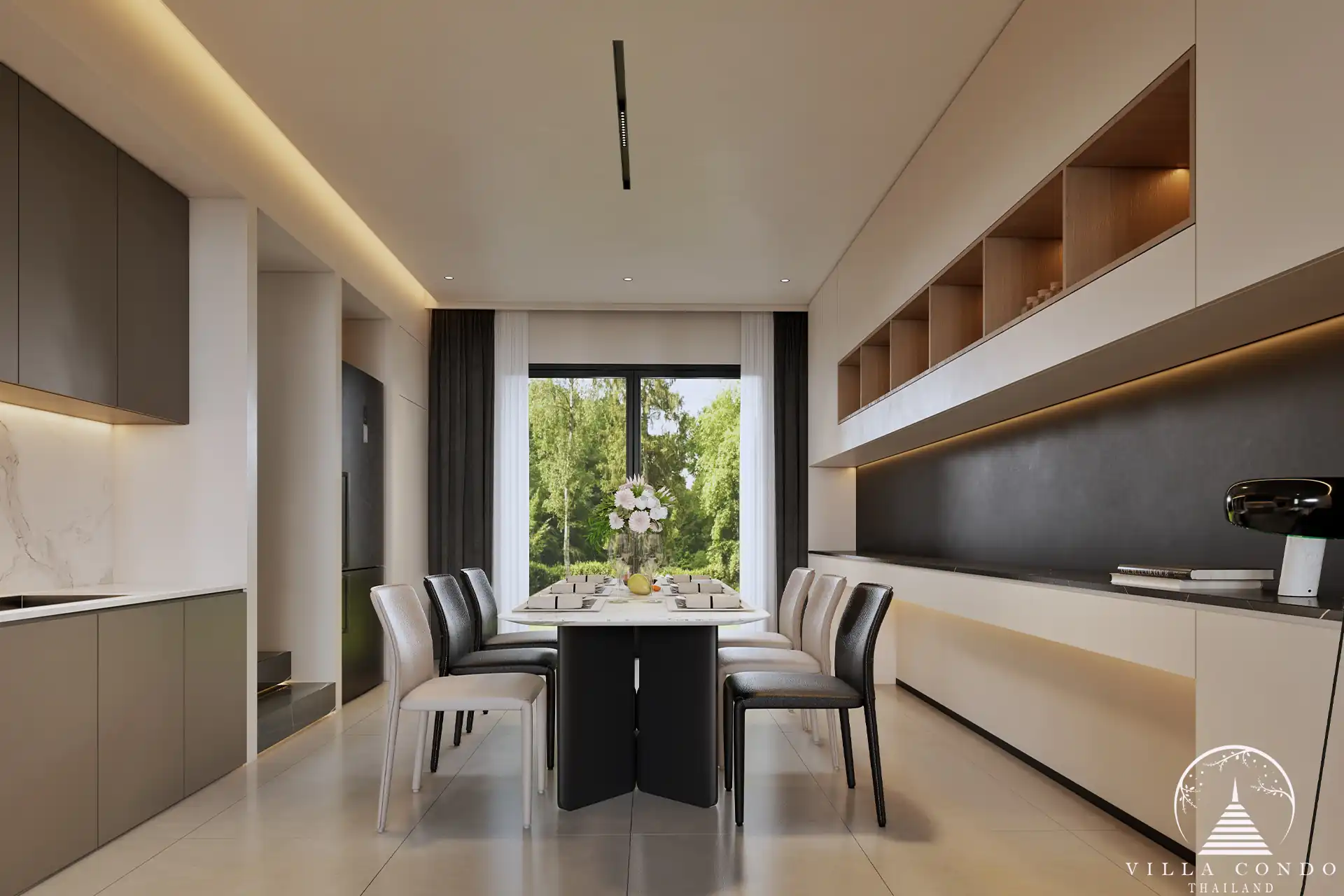 Tyssen College Villa Thep Krasattri dining room with garden view