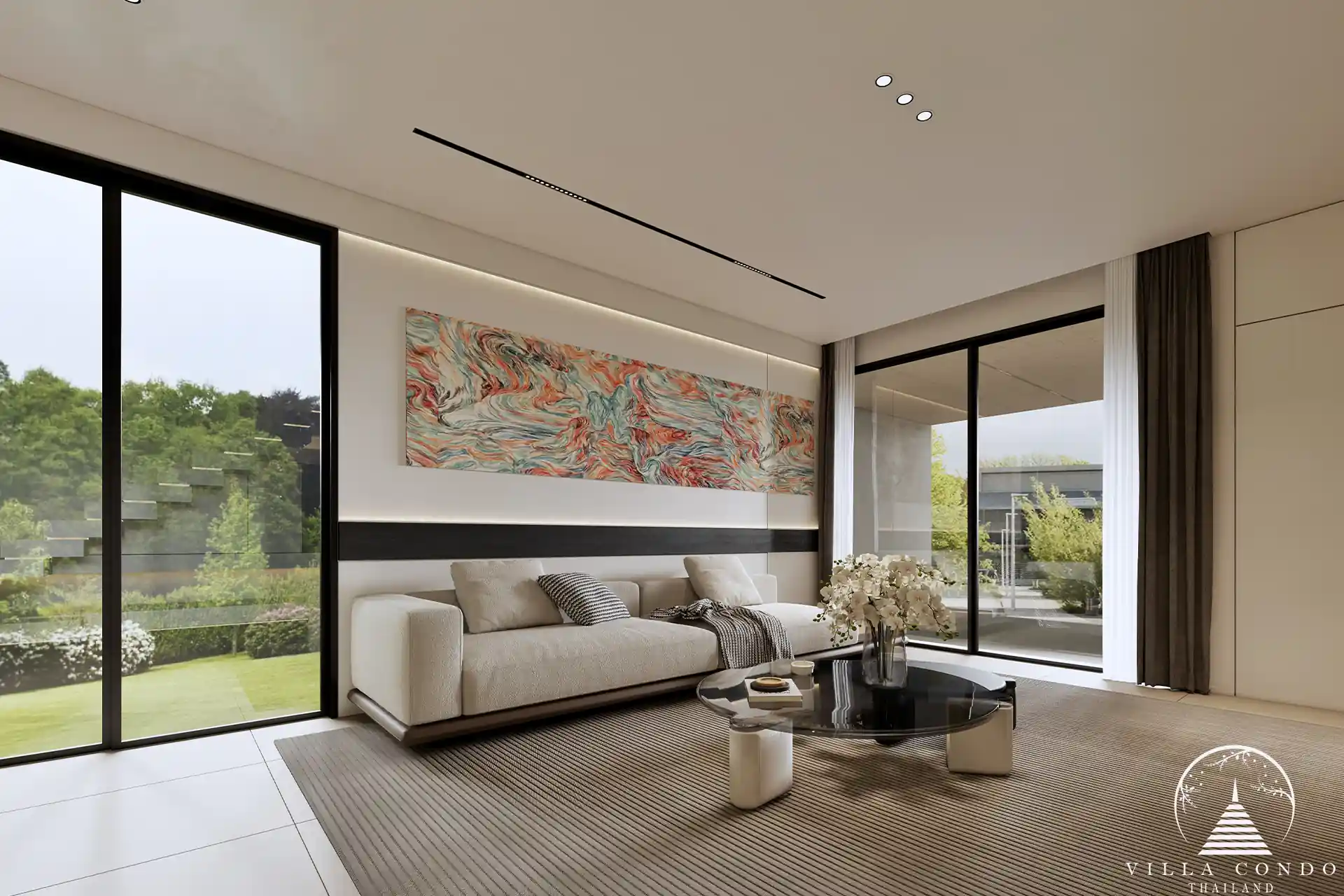 Tyssen College Villa Thep Krasattri family lounge opening onto terrace