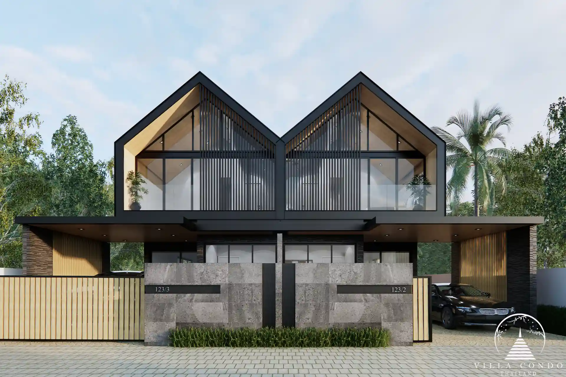 Tyssen College Villa Thep Krasattri modern twin-gable exterior facade Phuket
