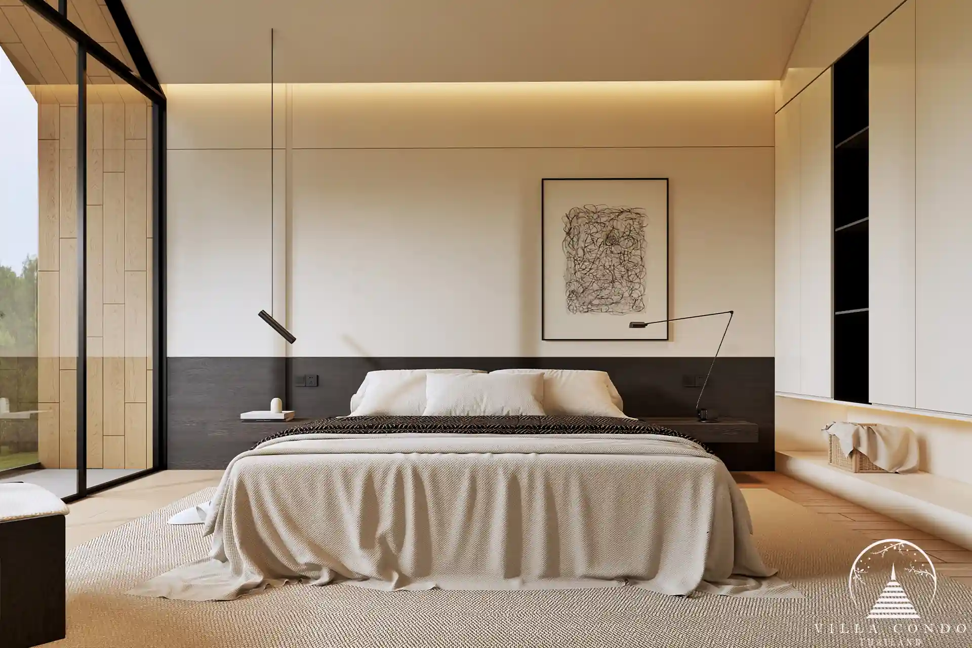 Tyssen College Villa Thep Krasattri guest bedroom with pendant lighting