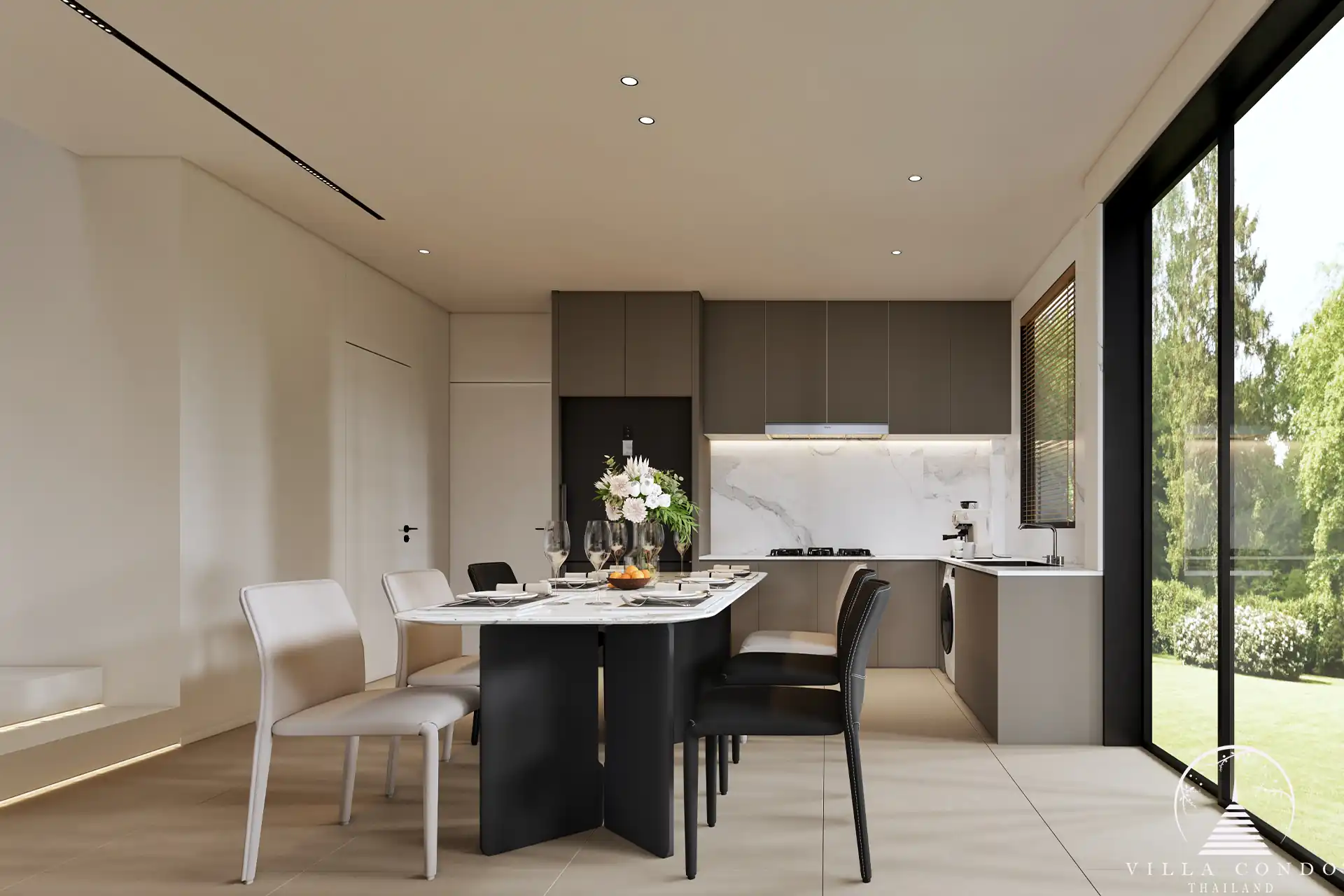 Tyssen College Villa Thep Krasattri modern kitchen with marble backsplash