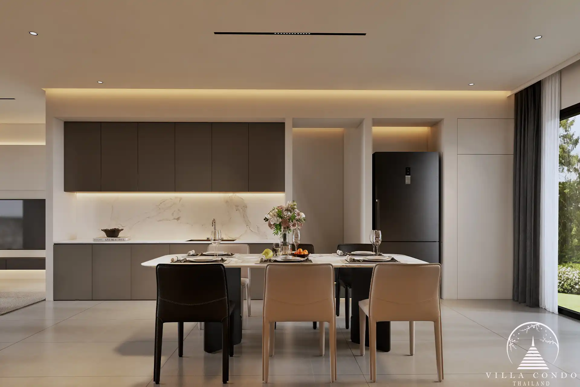 Tyssen College Villa Thep Krasattri open kitchen and dining area