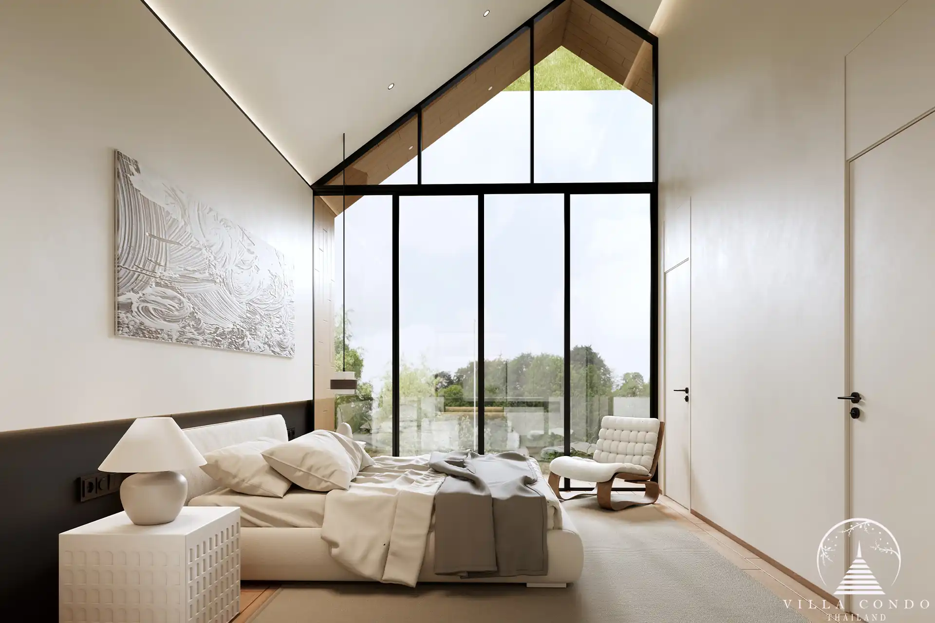 Tyssen College Villa Thep Krasattri vaulted master suite glass wall