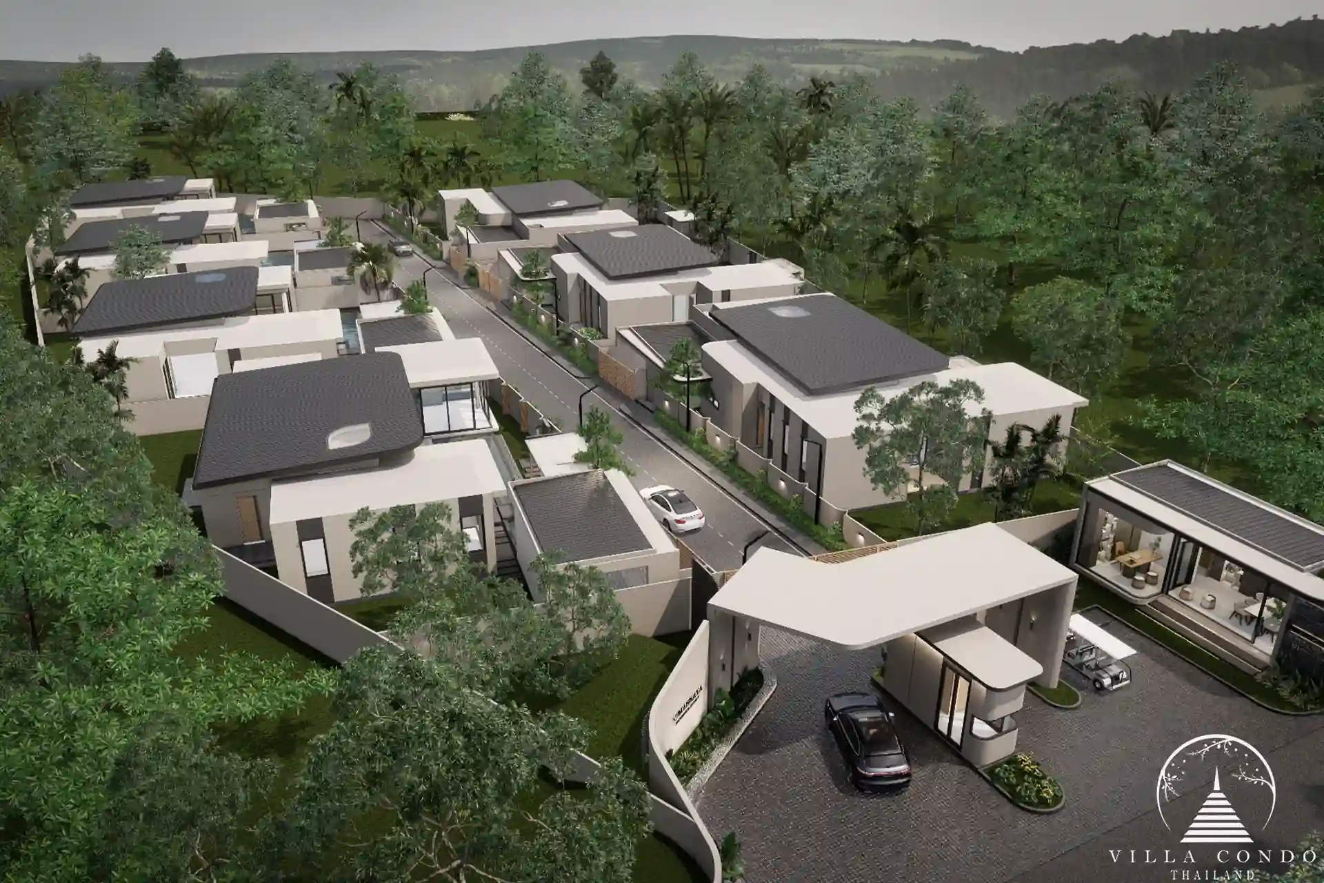 Aerial view of Vimannaya Residence Phuket Vimannaya Residence Phuket aerial view of luxury villas community