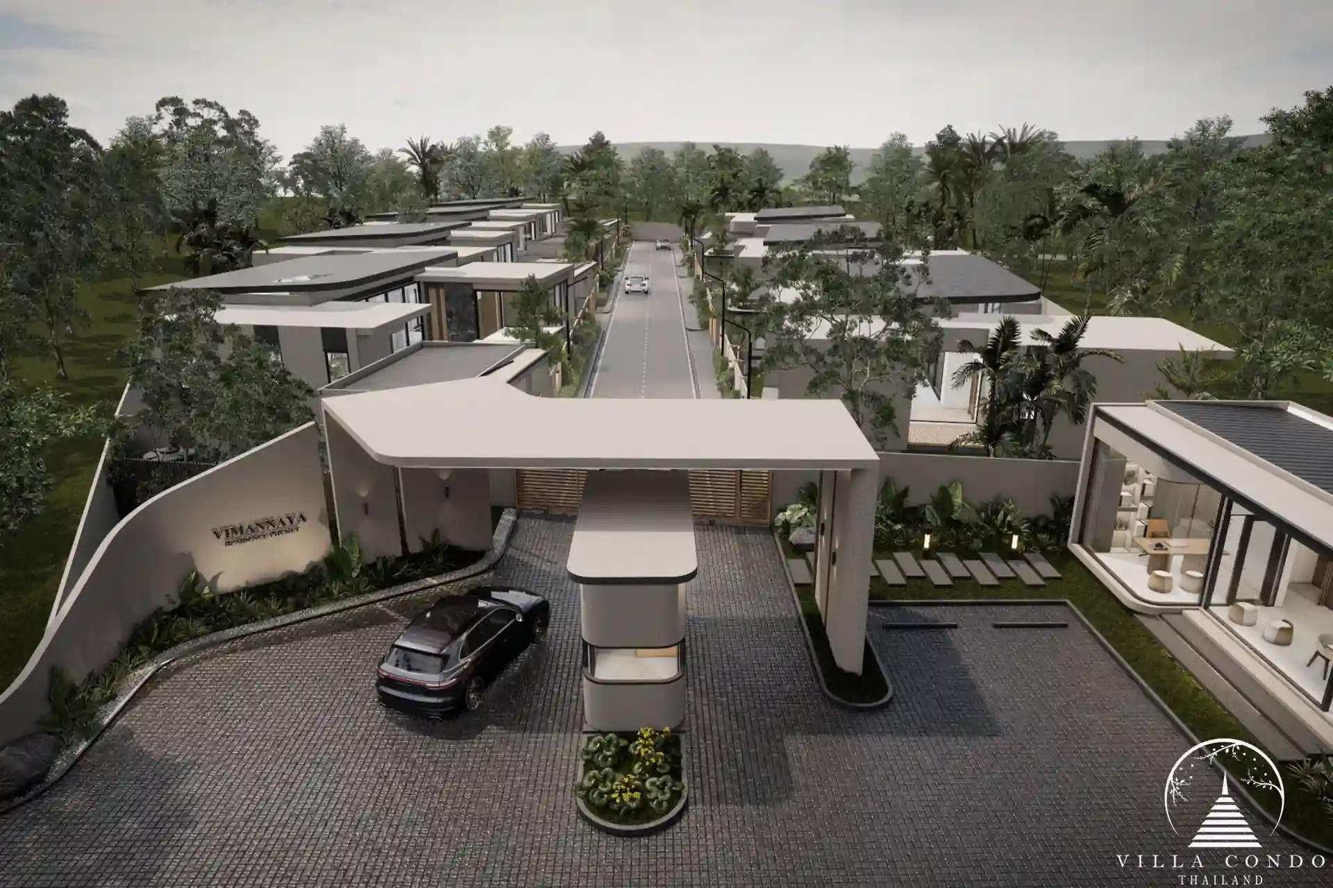 Vimannaya Residence Phuket gated entrance Vimannaya Residence Phuket gated entrance with modern luxury design
