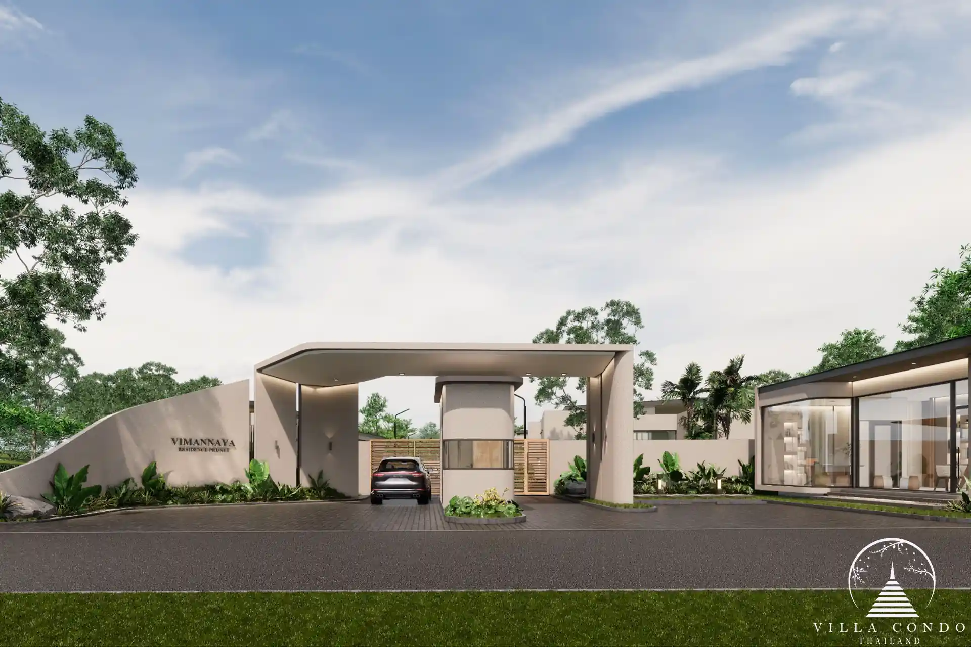 Luxury villa front gate at Vimannaya Residence Phuket Vimannaya Residence Phuket luxury front gate with modern design