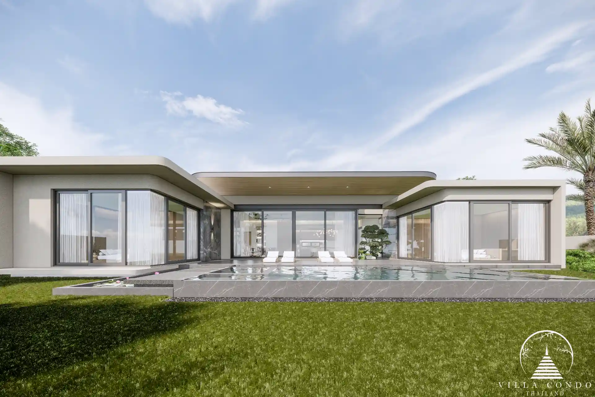 Poolside lounge villa at Vimannaya Residence Phuket Vimannaya Residence Phuket luxury villa poolside with lounge area