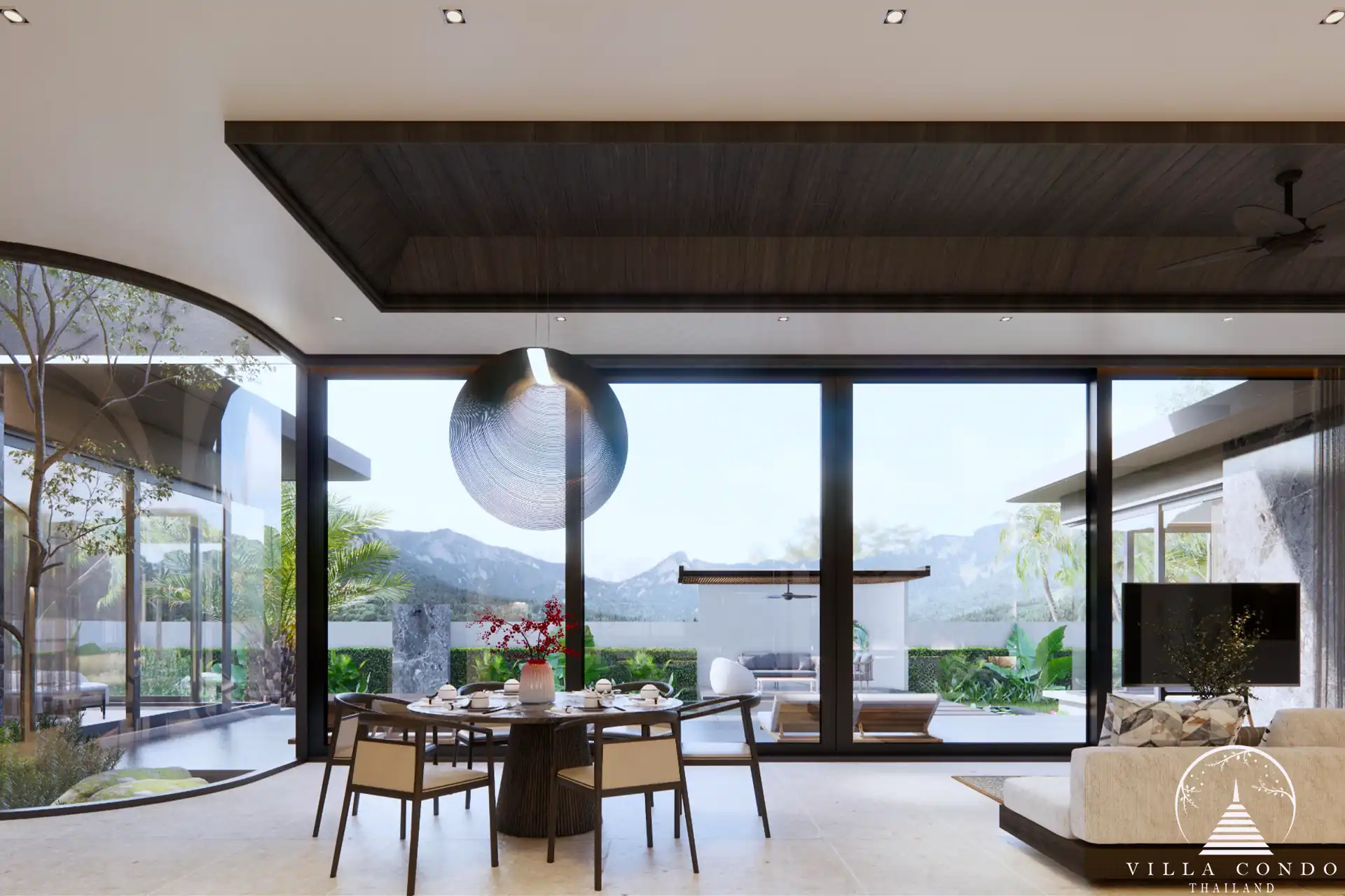 Vimannaya Residence Dining with Mountain View Vimannaya Residence Rawai Phuket dining area with mountain landscape view