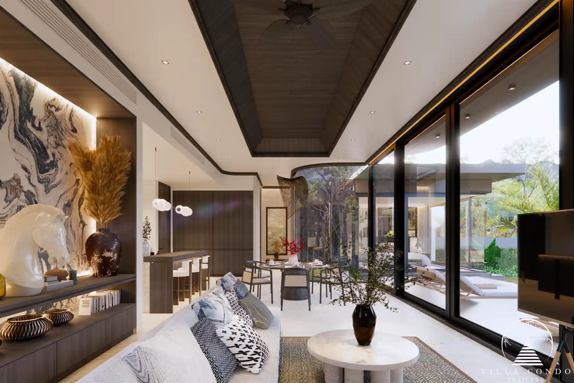 Vimannaya Residence Panoramic Living Room Vimannaya Residence Rawai Phuket living room with panoramic glass windows