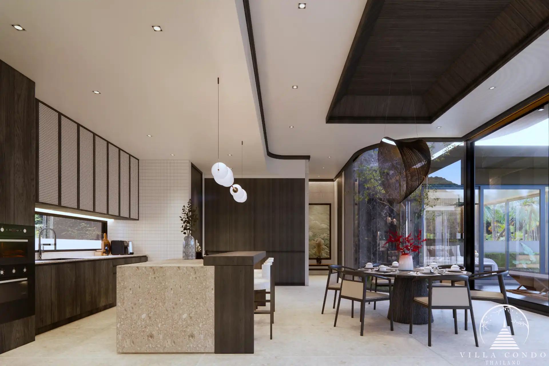 Vimannaya Residence Modern Kitchen Island Vimannaya Residence Rawai Phuket modern kitchen with marble island